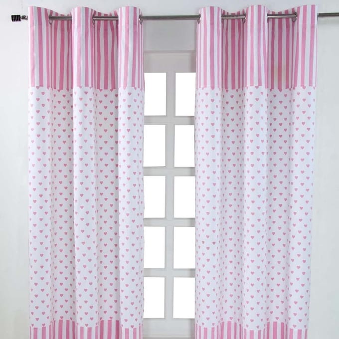 Homescapes gordijnen harten roze wit set van 2 182 x 137 cm