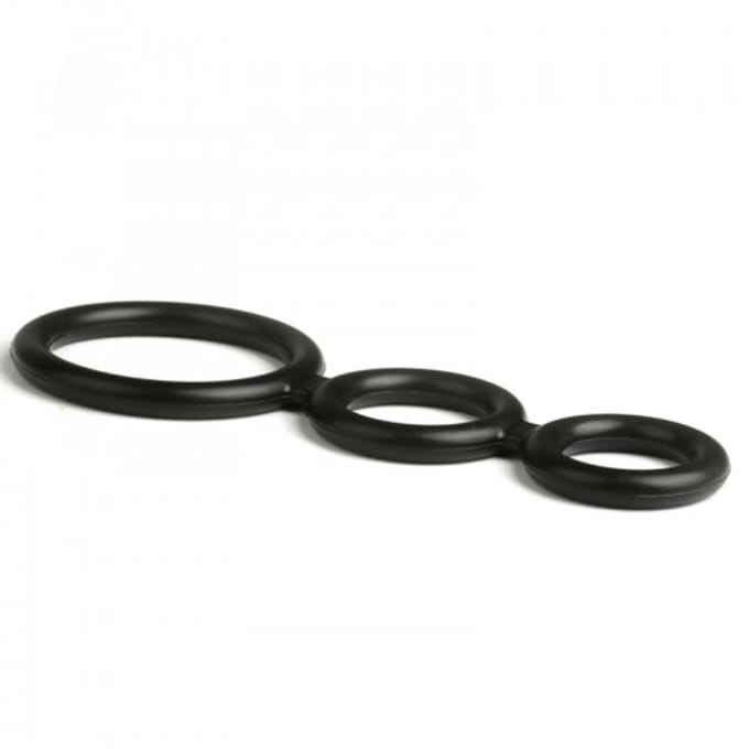 Nooitmeersaai - Cockringen set - Siliconen - Zwart - 45-25-20mm