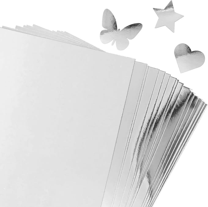 Karton Papier - Folie Board - Projecten Versieren - Spiegel Afwerking - 30 Vel - Zilver