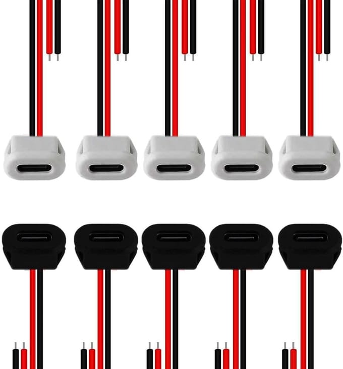 Dailygoody - USB-C Connector Set - 10 Stuks, 3A Snellader, 2-Draad Installatie