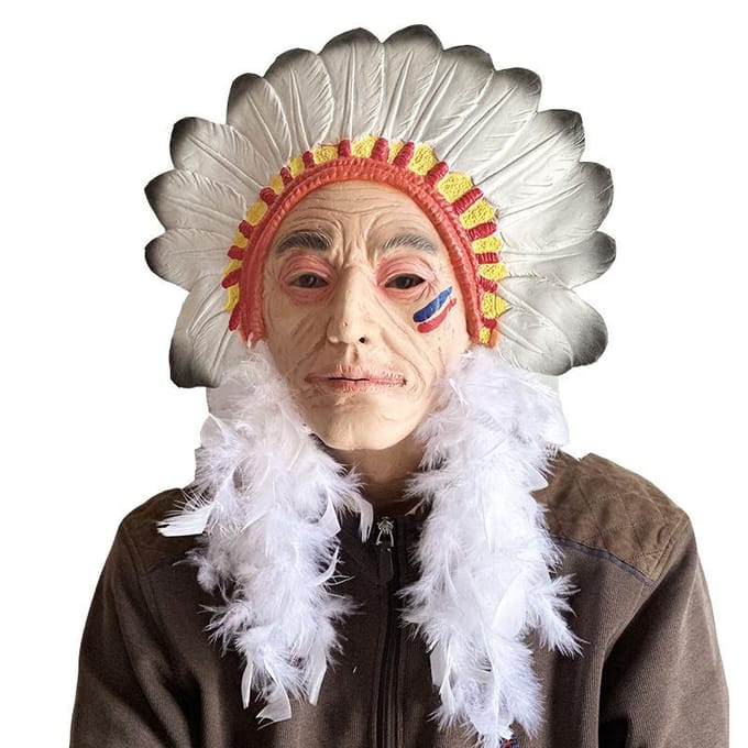 Indiaanse Hoofddeksel Latex Masker Adult size beige