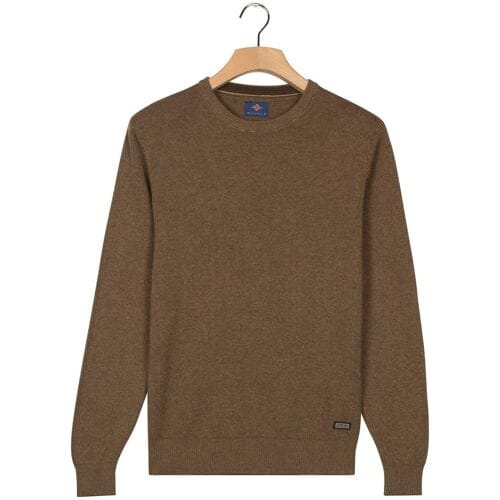 Baileys Trui Crew Neck Allover Fine Two-Tone Texture Taupe / male