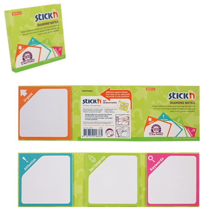 Stick'n Sticky Notes - Met kenmerk - Attention - Don't forget - Keywords - Urgent - 100 memoblaadjes