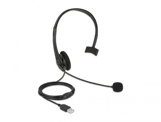 DeLOCK 27177 hoofdtelefoon/headset Bedraad Hoofdband USB Type-A Zwart