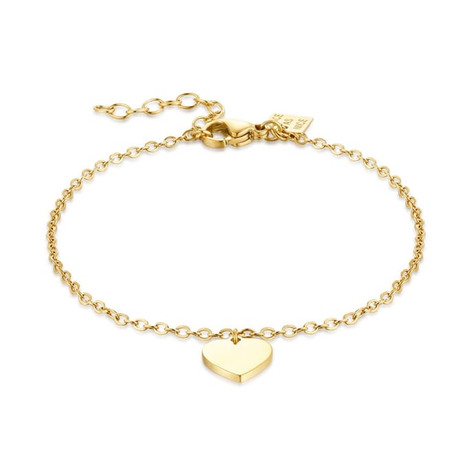 Twice As Nice Armband in goudkleurig edelstaal, hangend hartje 16cm+3cm