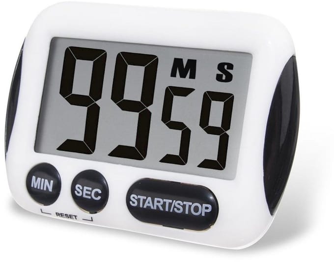 Orion - Elektronische Keuken Timer - LCD Display - Draagbaar - Wit/Zwart