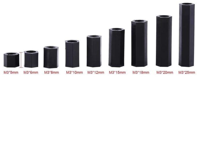 Dailygoods - 100 Stuks PA66 M3 Vrouwelijk Hex Schroefdraad Spacers