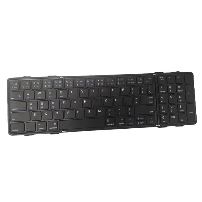 Clavier sans fil pliable BT5.1 pour téléphone portable, tablette, PC, triple système, universel, affaires, cuir Model B-With Numeric Keypad noir