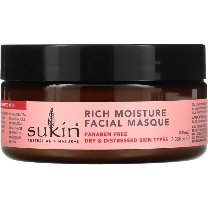 Sukin, Voedend Hydraterend Gezichtsmasker, Rozenbottel, 100 ml (100 ml) pink