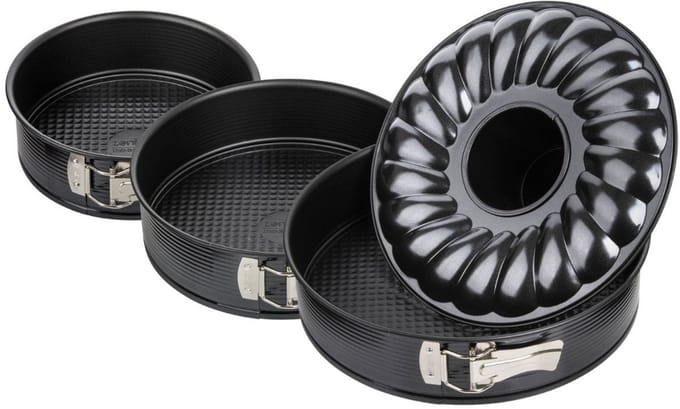 Set van 2 springvormen en 1 springvorm en savarinvorm diameters 20, 24, 28 cm Zenker Black Metallic