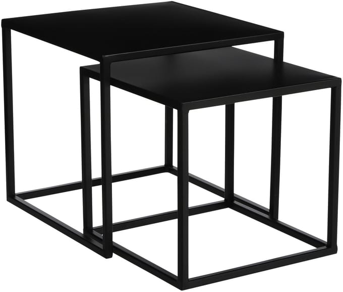 Mica Decorations Goa Bijzettafel - Set van 2 - L35 x B35 x H33 cm - Metaal - Zwart