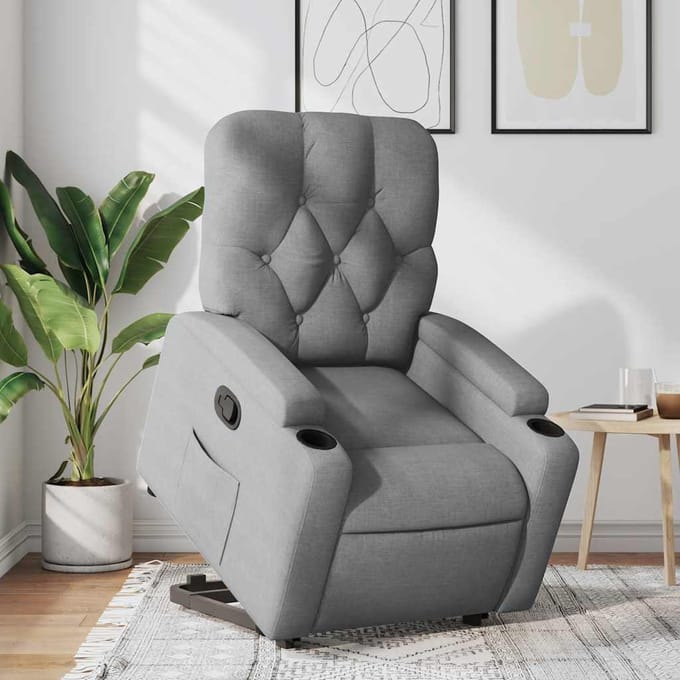 Vidaxl Verstelbare Fauteuil, Lichtgrijs, Bekleed met Stof