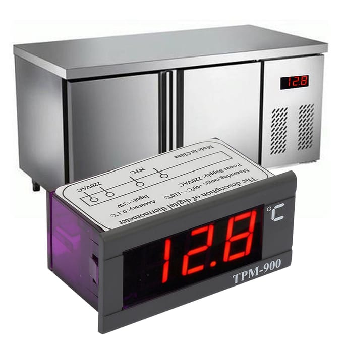 TPM?900 220V Digitale Temperatuurregelaar LED Paneelmeter met Sensor Thermostaatregelaar gray