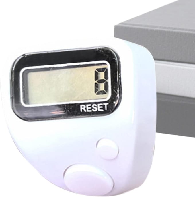 Vingerteller Digitaal - Ring teller - Sport training tellen - Vijfcijferige weergave - Compact ontwerp - Wit