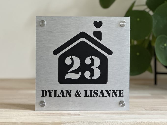 Huisnummerbord / huisnummer huis rvs look