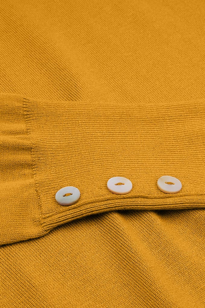 EsQualo Sweater Basic Button Slve Cuff Mustard Taglia: XS | Maglioni a maglia Outlet | Donna | Giallo
