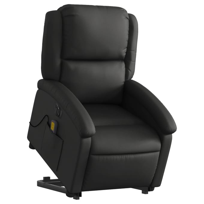 vidaXL - Sta-op-massagestoel - elektrisch - echt - leer - zwart