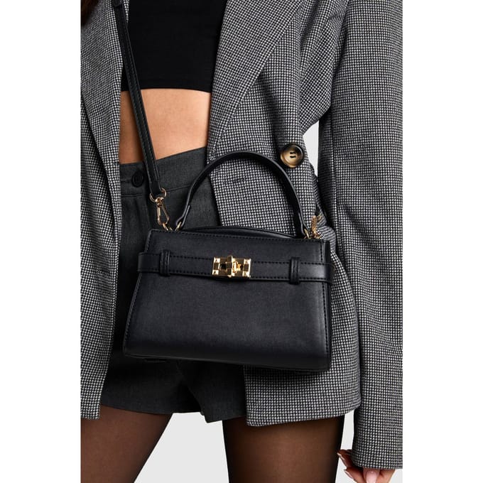 boohoo Dames Mini tas met gespdetail | Zwart