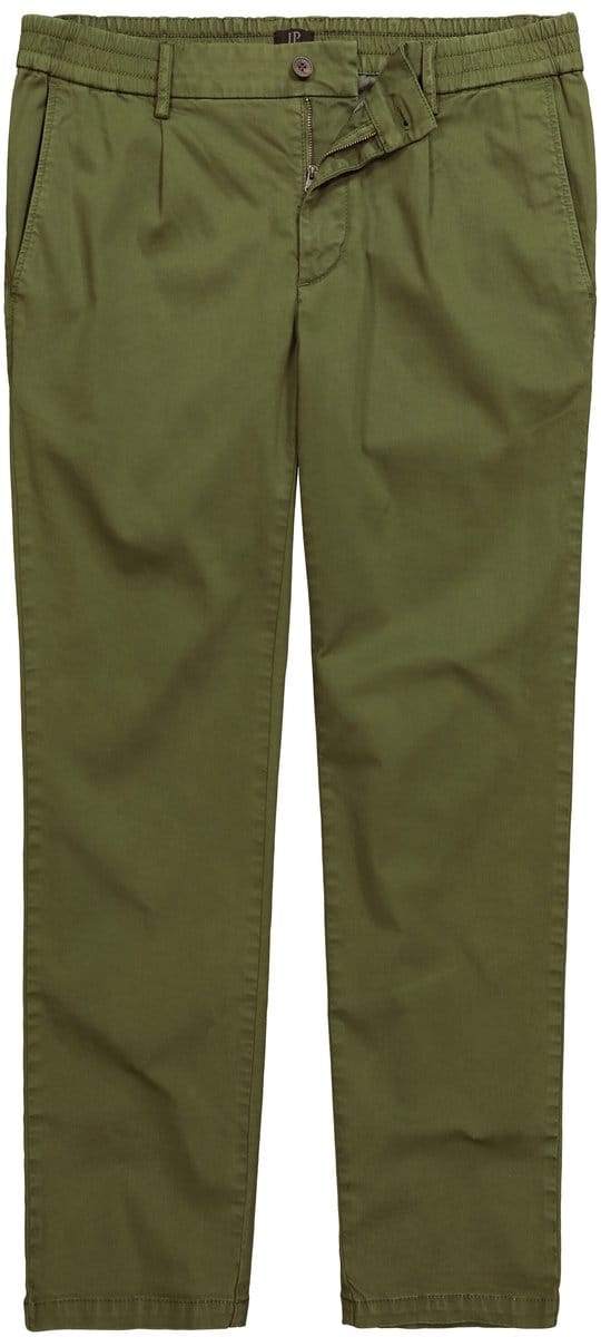 JP 1880 - Heren - Chino FLEXNAMIC® elastische band plooien moderne straight-Fit - Mosgroen - Maat 52