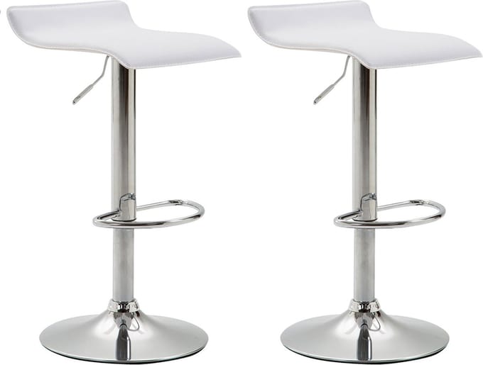 CLP Dyn V2 Set van 2 barkrukken - Kunstleer wit chroom