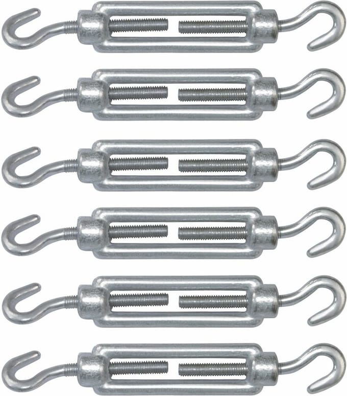 AMIG Spanschroeven/draadspanner met haak/haak - 6x - 7cm - verzinkt staal - 100kg - M5 schroefdraad