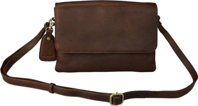 Leren Schoudertas Dames – Donkerbruin – Britt – Echt Rundleer – Compact & Stijlvol – Just Lioné