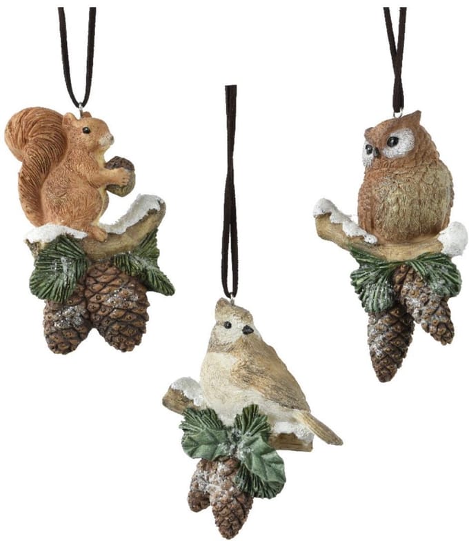 Decoris kersthanger bosdieren polyresin kerstboom 6,5x3,8x11cm decoratie.