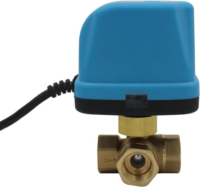 Elektrisch Klep - Motor Klep - Waterstroming Regelen - 3-Weg T-Type - 1/2 Inch - Blauw