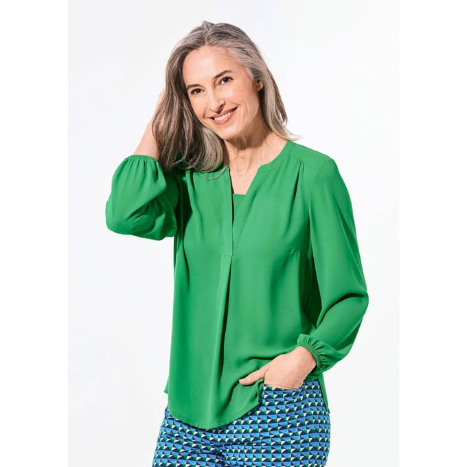 Blouse met tuniekhals - groen - Gr. 20 van Goldner Fashion