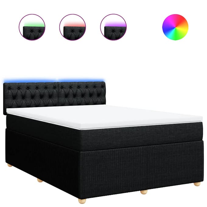 vidaXL - Boxspring - met - matras - stof - zwart - 140x200 - cm