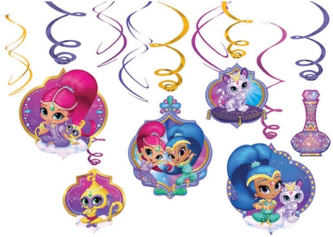 6 Swirl Decorations Shimmer & Shine