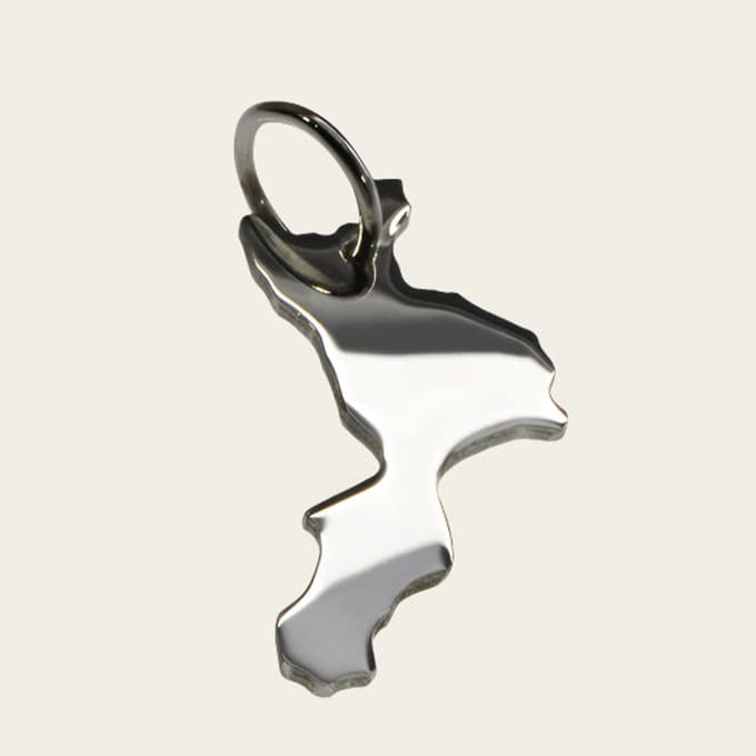 Zilveren Landkaart Calabrië ketting hanger