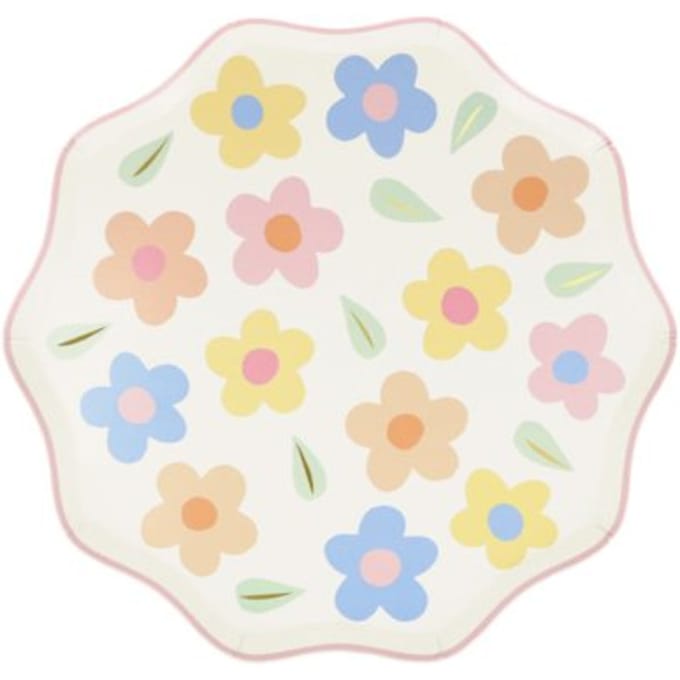Meri meri - bordjes papier klein à 8 stuks, happy flowers