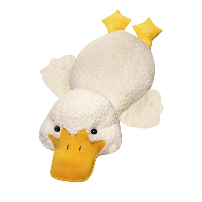 5570120Cm Groot Knuffeldier Eend Pluche Speelgoed Zacht Eend Pluche Kussen Mat Slaapkussen Verjaardag Valentijnsdag Cadeau 55cm wit