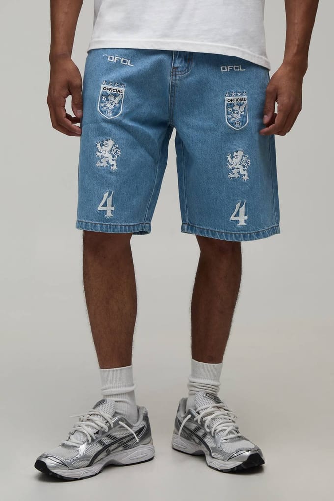 Relaxed Denim Shorts Met Badge Applicatie | Light Blue | Size 32