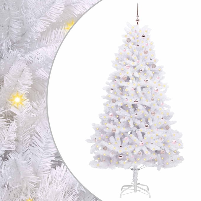 vidaXL - Kunstmatige - Hinged - Kerstboom - Wit - 240 - cm - PVC - en - Staal