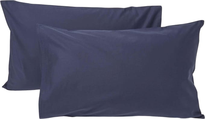 Homescapes Kinder Kussensloop 40x60 cm – Set van 2 – Uni Marineblauw – Egyptisch Katoen – OEKO-TEX®