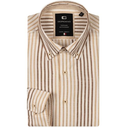 Giordano Overhemd Loretto Cotton Linnen Stripe Button-Down Kitt / male