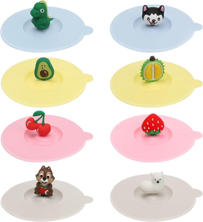 Solidchoice - Set van 8 Herbruikbare Silicone Drinkbekerdeksels 10cm