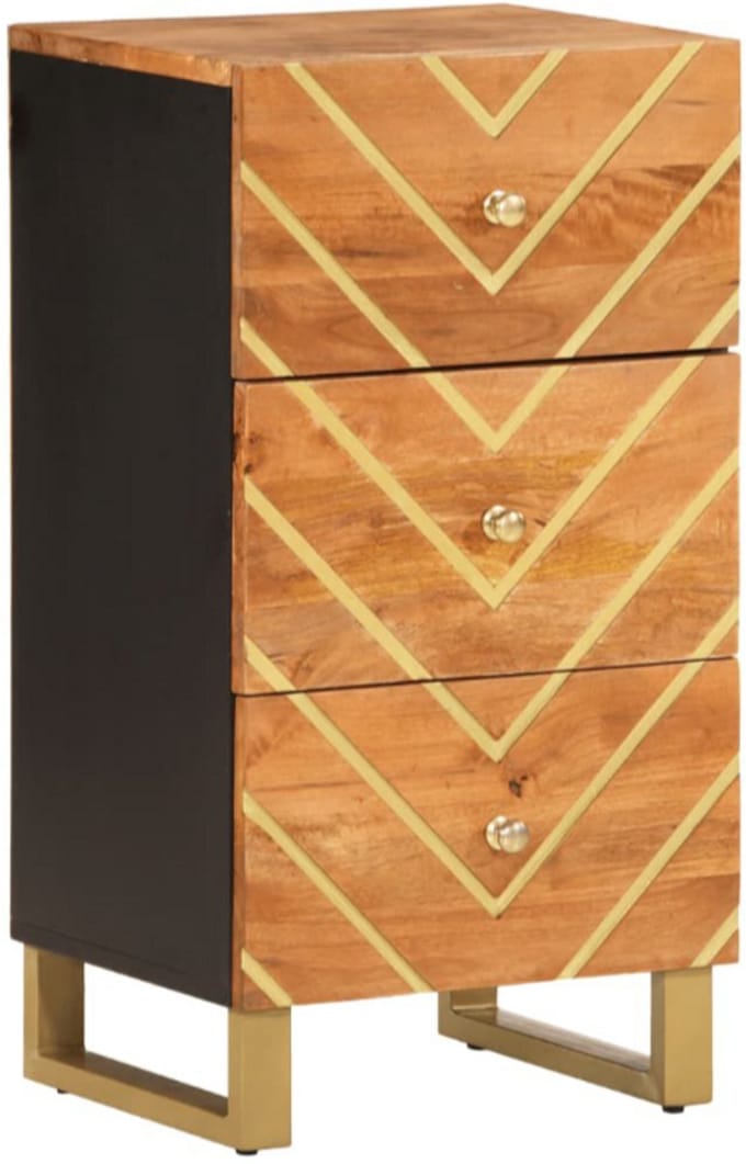 Dressoir 40x33,5x75 cm massief mangohout bruin en zwart