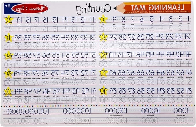 Melissa & Doug 5037 Tellen tot 100 Write-A-Mat Puzzel (6 stuks), Wit