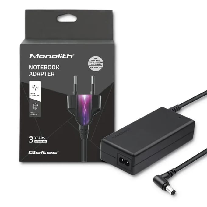 Qoltec laptopvoeding 90W |   19V |   4.74A |   5.5*2.5 |   Stroomkabel