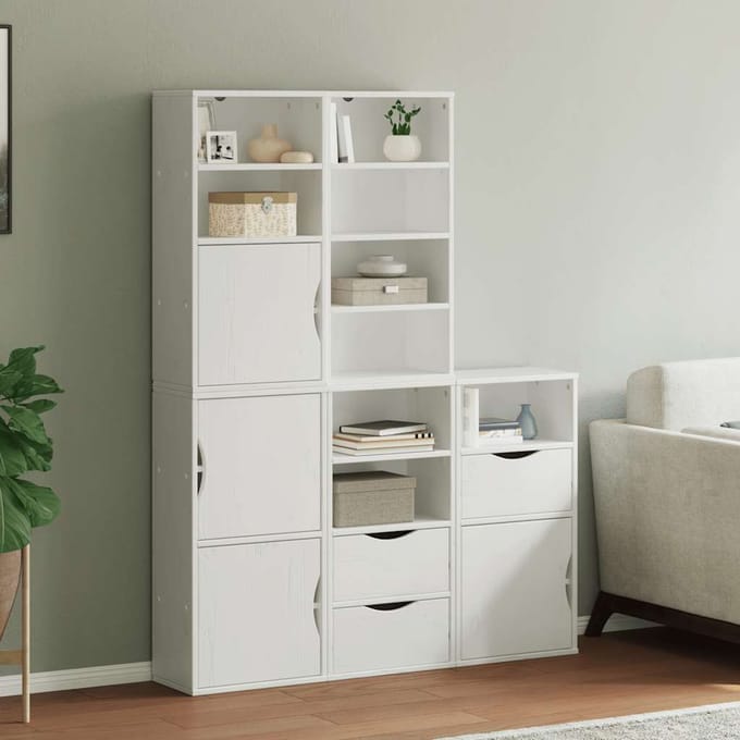 vidaXL - Bijzetkasten - 5 - st - ODDA - 40x24x79 - cm - massief - grenenhout - wit