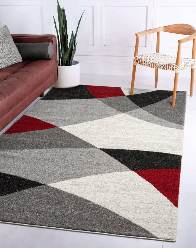 Flycarpets Belos Vloerkleed Rood Modern - Laagpolig - Woonkamer - 80x140 cm