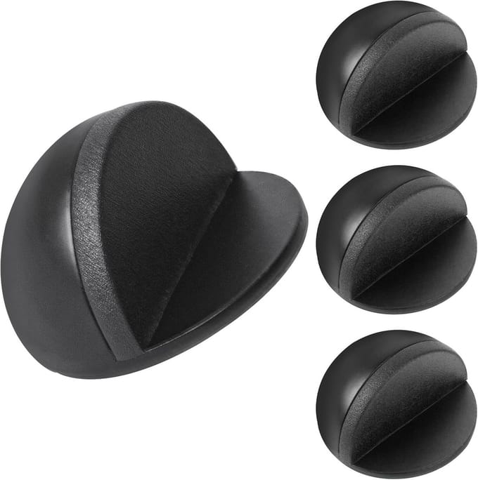 Zelfklevende Deurstopper Vloer (4x) - Ovale RVS Deurstop met Rubberen Buffer