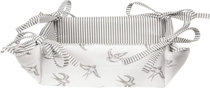 Clayre & Eef Broodmand 35x35x8 cm Grijs Wit Katoen Zwaluw