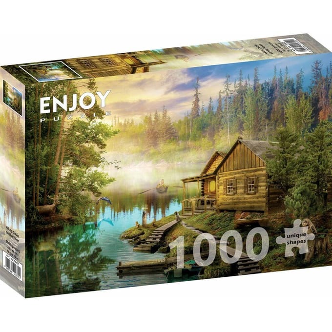 Enjoy Puzzle legpuzzel A Log Cabin on the River - 1000 stukjes puzzel.