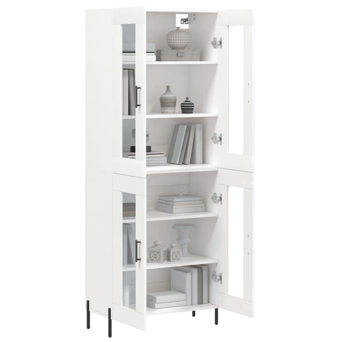 vidaXL - Hoge - kast - 69,5x34x180 - cm - bewerkt - hout - wit