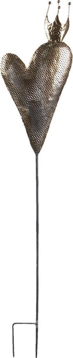 Clayre & Eef Tuinsteker Hart 20x7x115 cm Goudkleurig IJzer Kroon