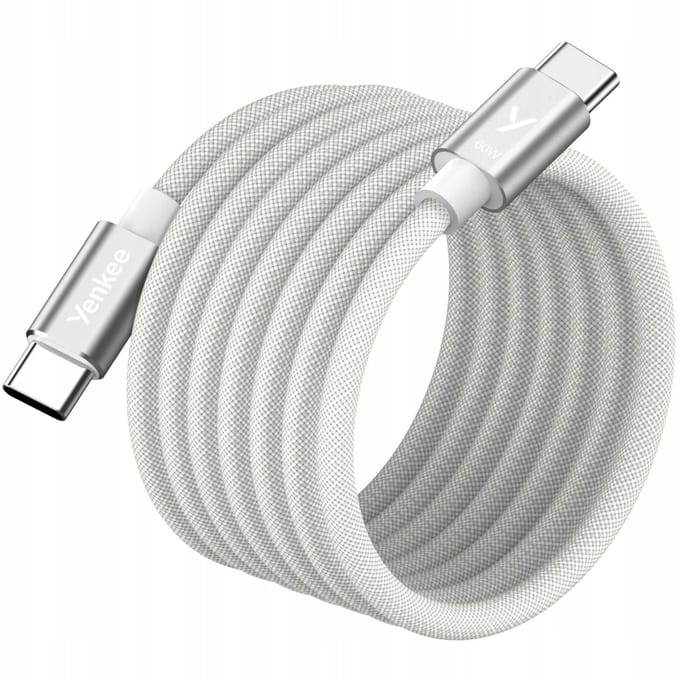 Yenkee Magnetische USB-C Kabel 60W 1.5m Snel Laden Opwindbaar